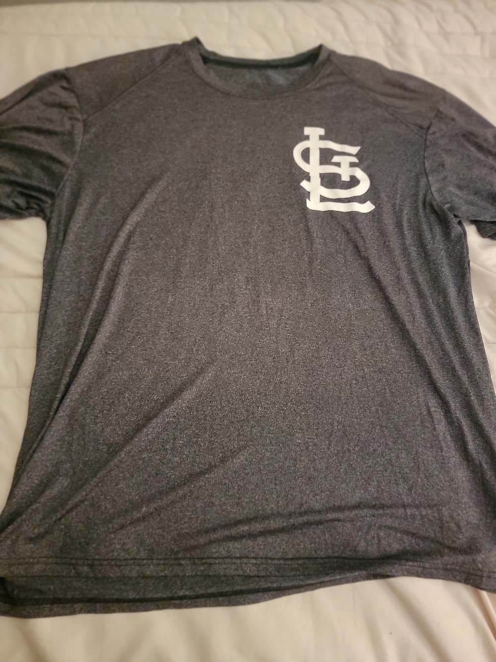 Men's Short Sleeve Athletic Tee with Chest Emblem - Charcoal